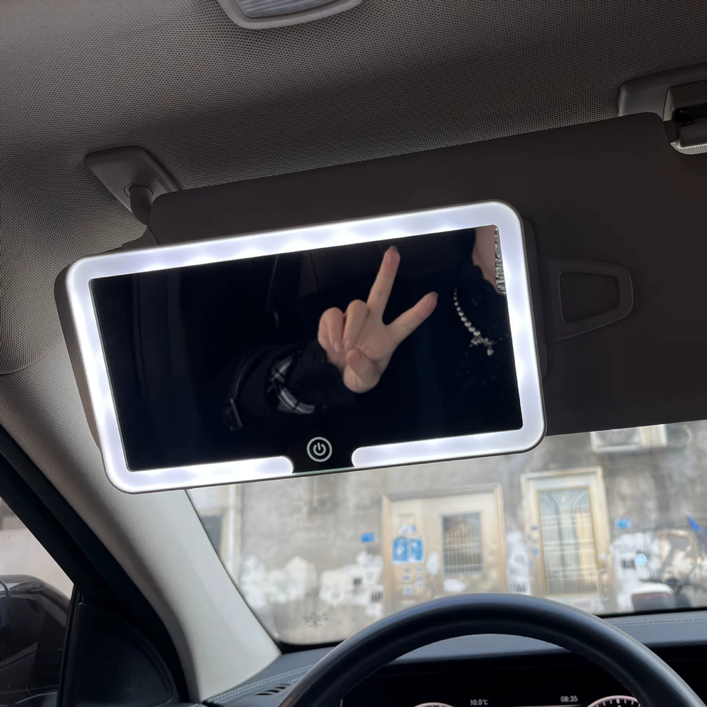 Car Interior Mirrors Sun Visor Plate LED HD Makeup Mirror for Girls Women Rechargeable Fill Light Universal Thin Vanity Mirror