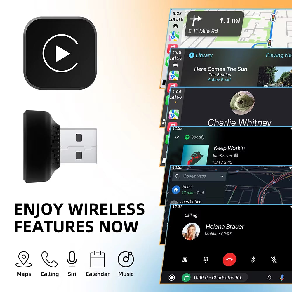 2025 Upgraded Wireless Carplay Adapter Wireless Android Auto AI Smart Box Intelligent Systems for Wired Carplay Car
