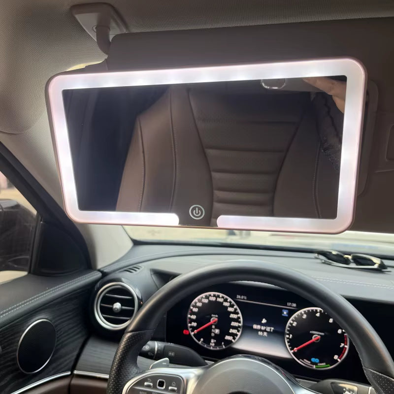 Car Interior Mirrors Sun Visor Plate LED HD Makeup Mirror for Girls Women Rechargeable Fill Light Universal Thin Vanity Mirror