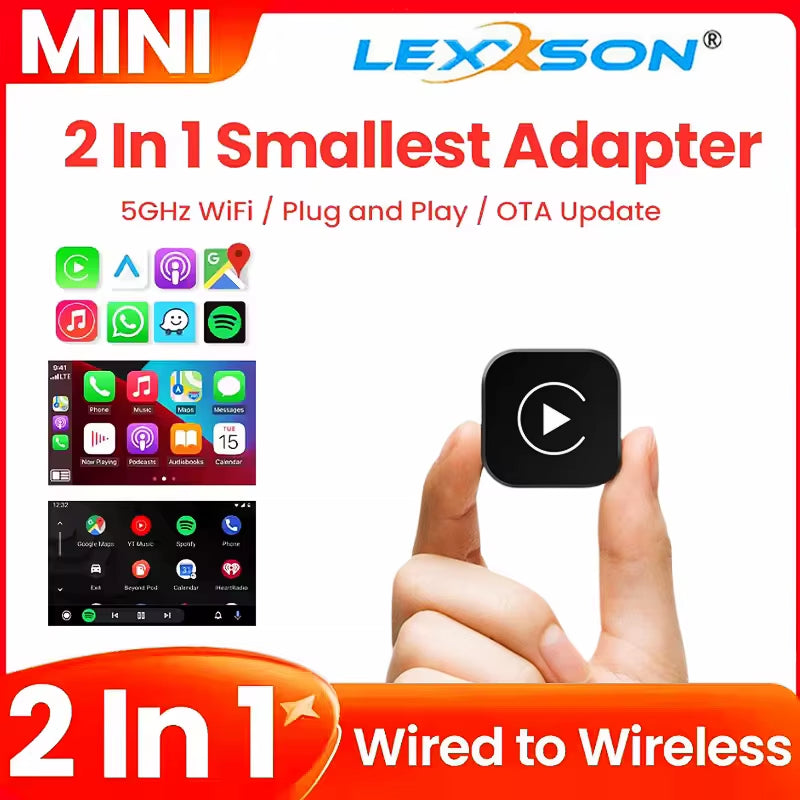 2025 Upgraded Wireless Carplay Adapter Wireless Android Auto AI Smart Box Intelligent Systems for Wired Carplay Car