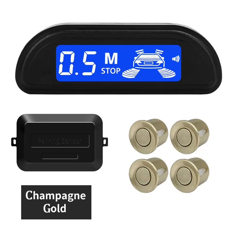 Car Parking Sensor Kit with Auto Parktronic Reverse LED Monitor 22Mm 4 Sensors Radar Detector System Backlight Display